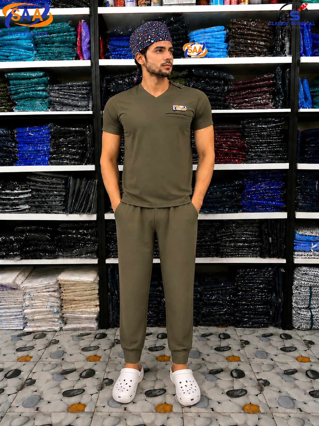 Pro Blush Male & Female Olive Green DR.Scrub Suit - Image 2