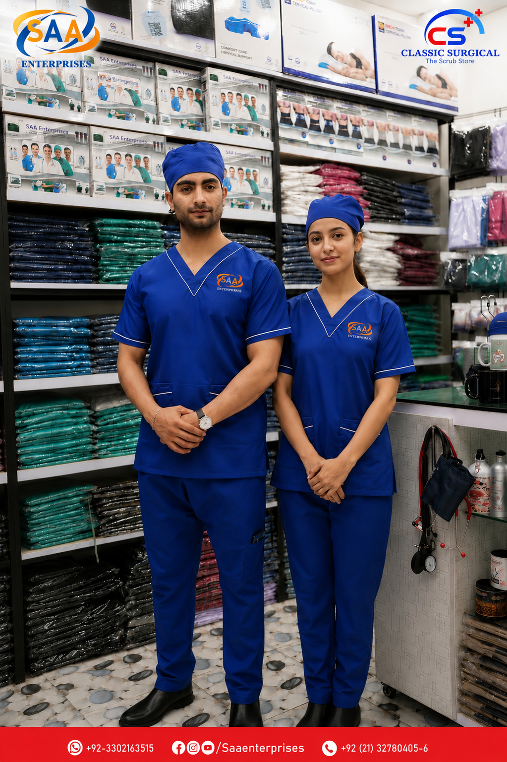 Pro Platinum Male & Female Royal Blue<br> DR.Scrub Suit - Image 3