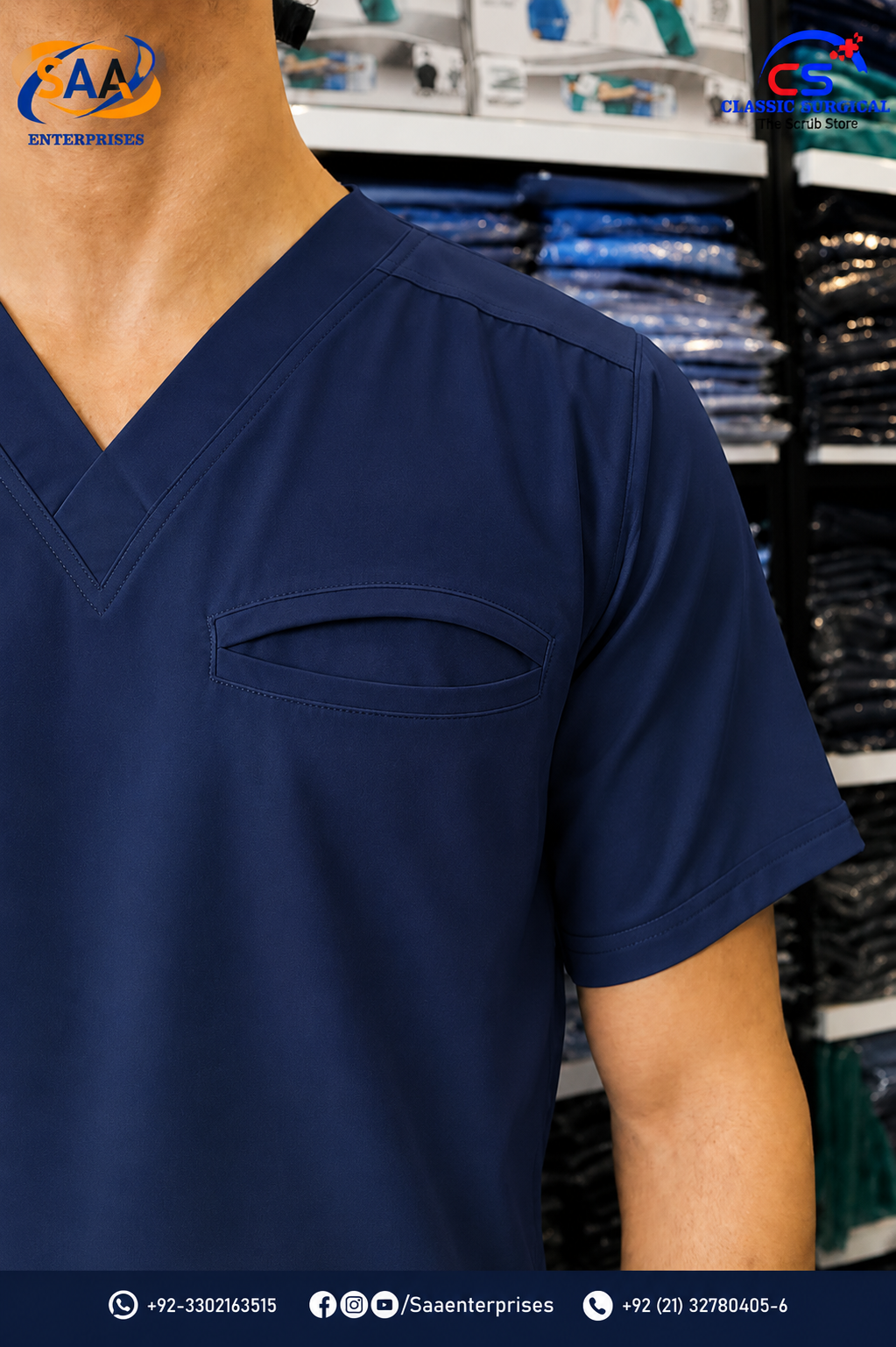 Pro Flexi Navy blue Unisex DR.Scrub Suit - Image 4