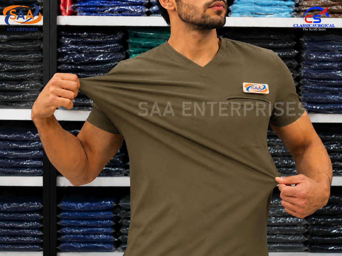 Pro Blush Male & Female Olive Green DR.Scrub Suit - Image 7