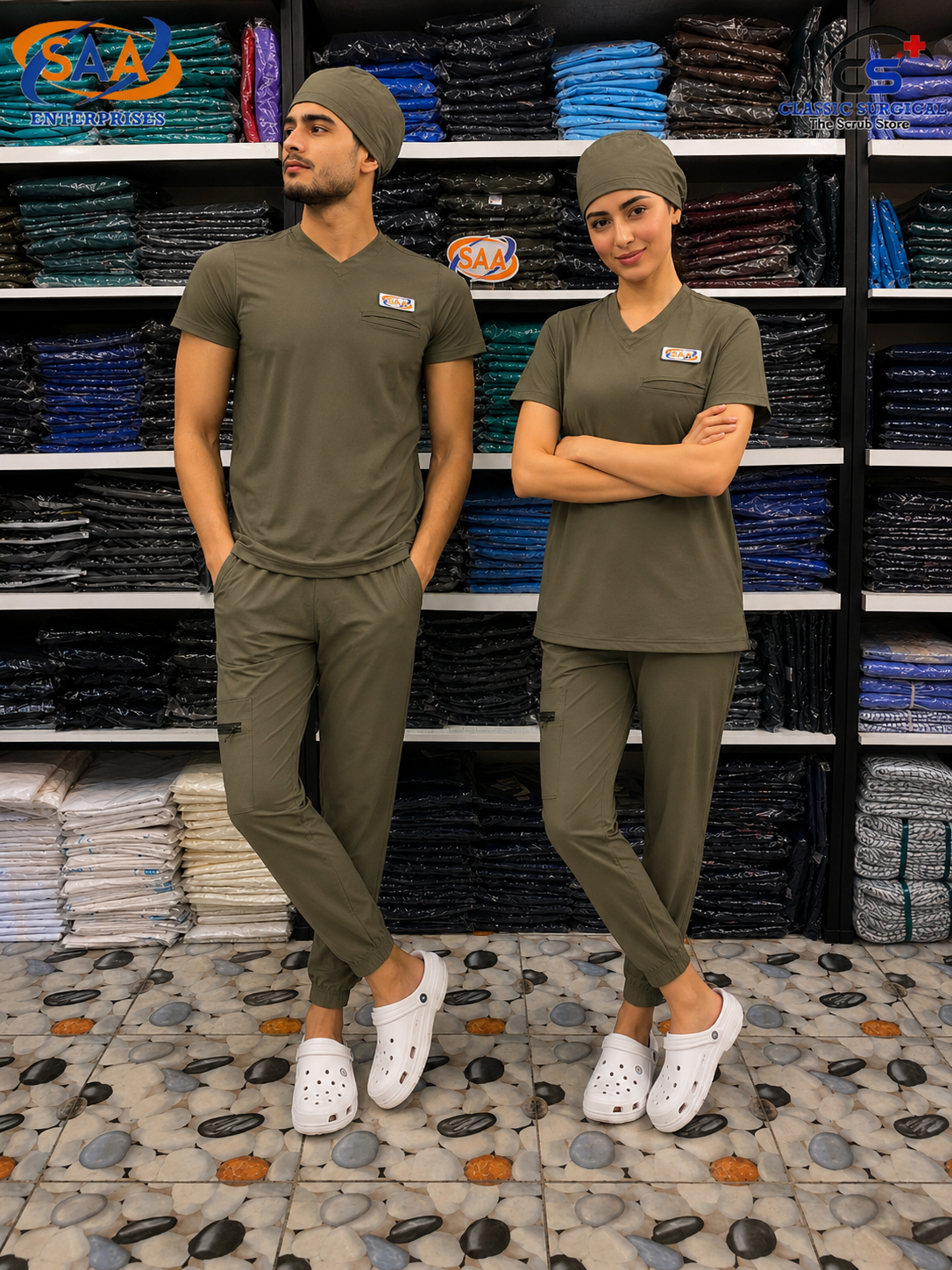 Pro Blush Male & Female Olive Green DR.Scrub Suit